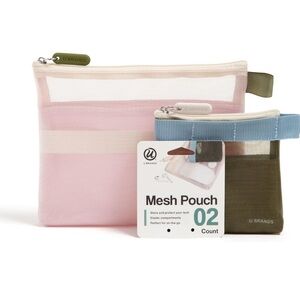 U Brands Mesh Pouch Set - Pink & Olive